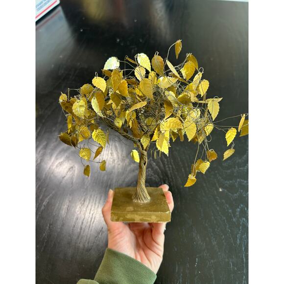 Copper Wire Gold Leaf Tree Decor - table top shelf decor- some wear- whimsy - Picture 7 of 8